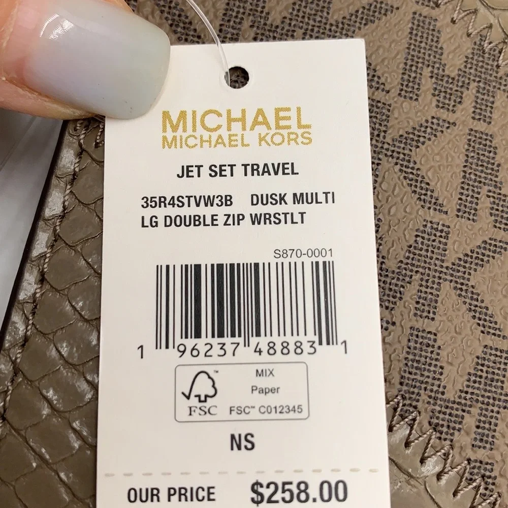 MICHAEL KORS Dust MULTI LG DOUBLE ZIP WRSTLT Crocodile Leather Snakeskin